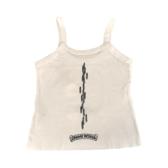 CHROME HEARTS Bella Hadid Ribbed Crop Tank White size Small - Picture 3 of 3